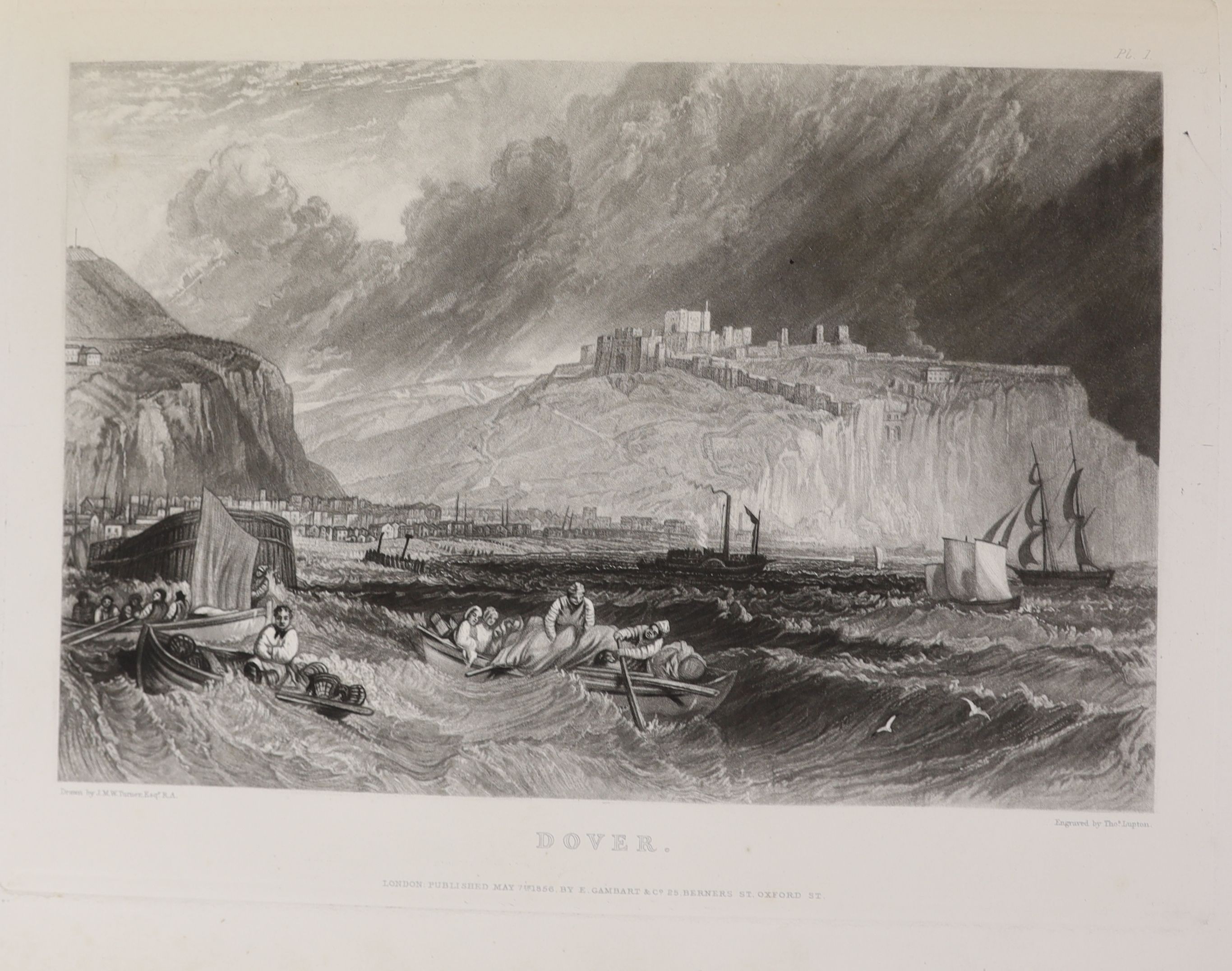 Ruskin, John - The Harbours of England, illustrated by J.M.W. Turner, folio, original green cloth gilt, with 12 plates, E. Gambart and Co., London, 1856